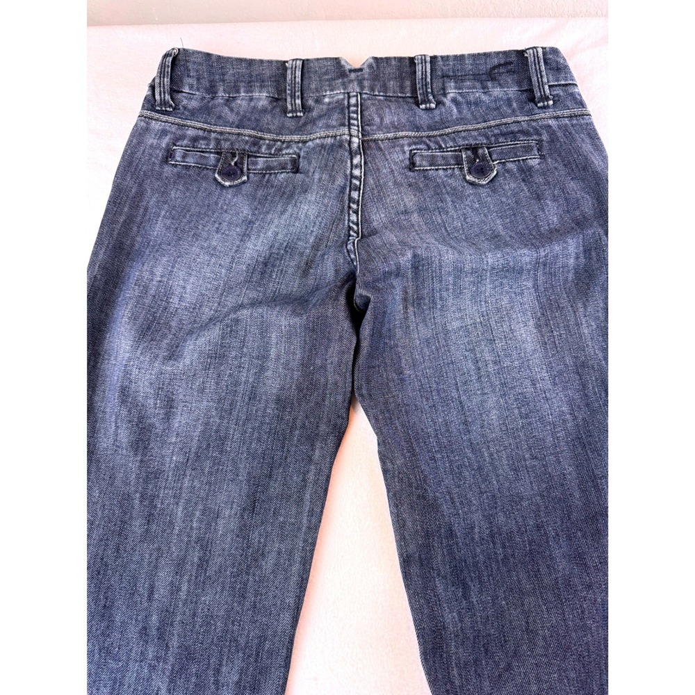 American Eagle Women's 4 Long Wide Leg Flare Jeans Dark Wash Y2K Low Rise - Picture 3 of 12